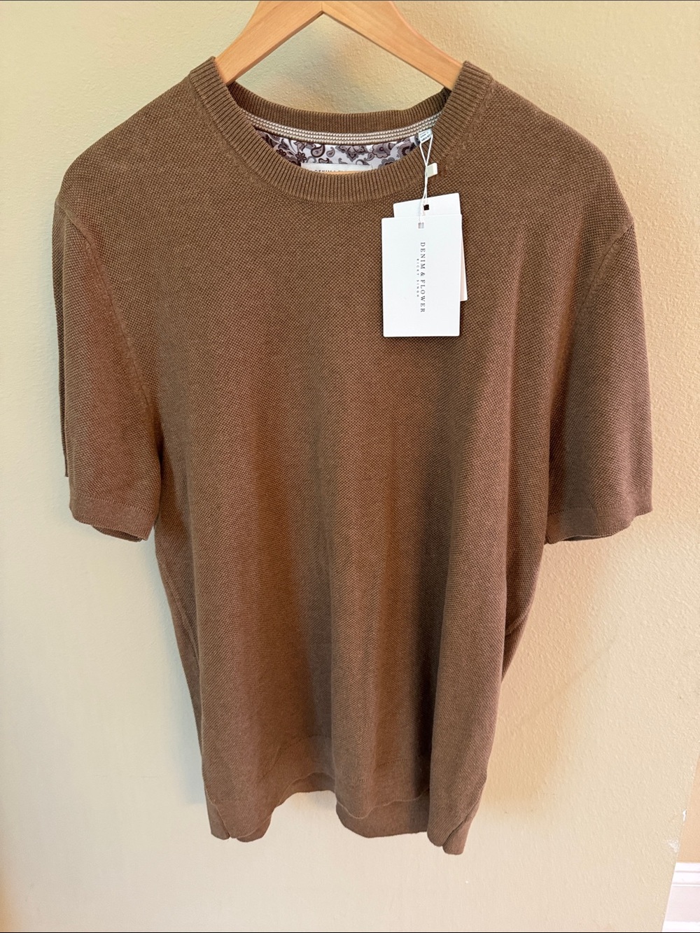Denim & Flower Knit Crew Neck Men's Shirt